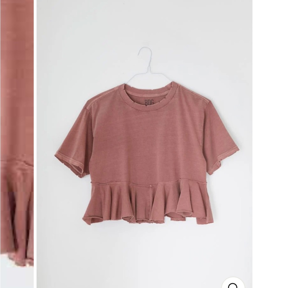BDG Urban Outfitters Brontey Ruffle Hem Tee Cropped Blouse Top - Picture 3 of 6